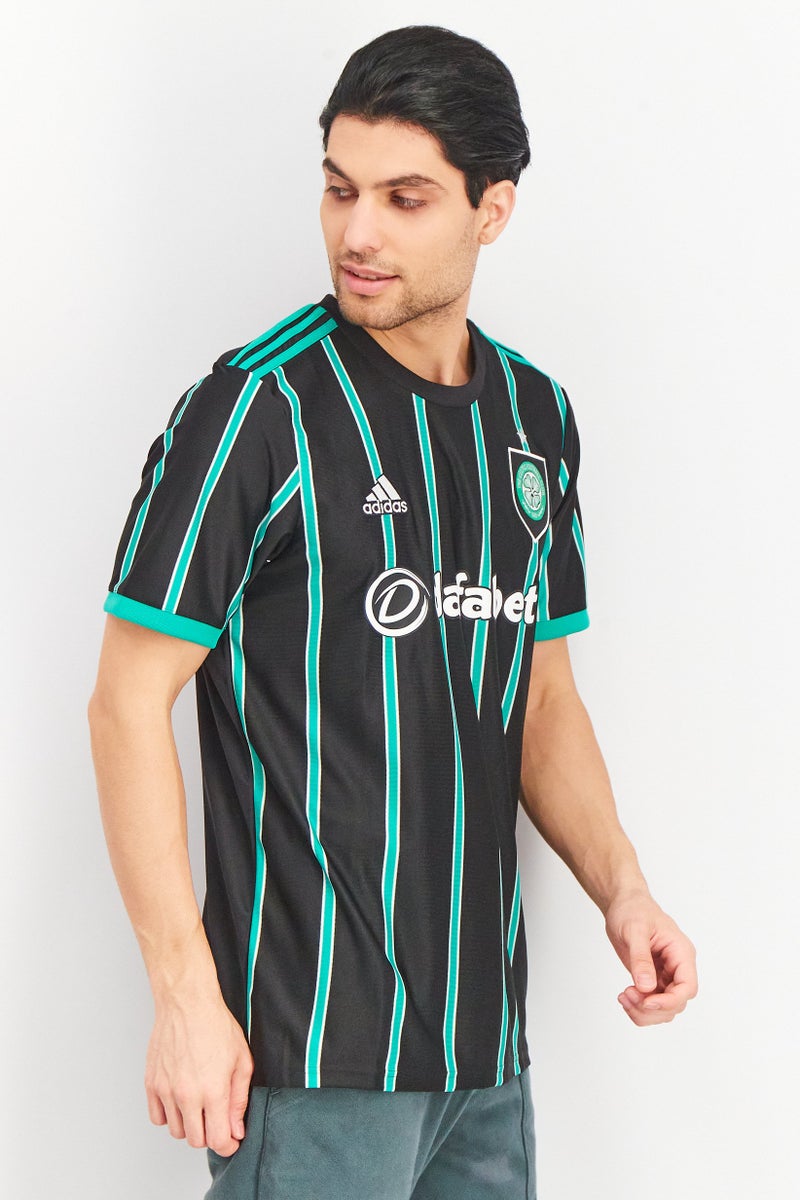 Adidas ملابس رياضية للرجال بتصميم مناسب مع شعار مطرز، أسود/أخضر/أبيض - Image 4